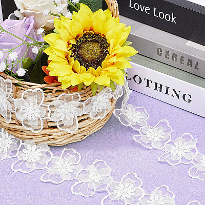 3 Yards Embroidery Flower Polyester Lace Trim OCOR-GF0002-53-1