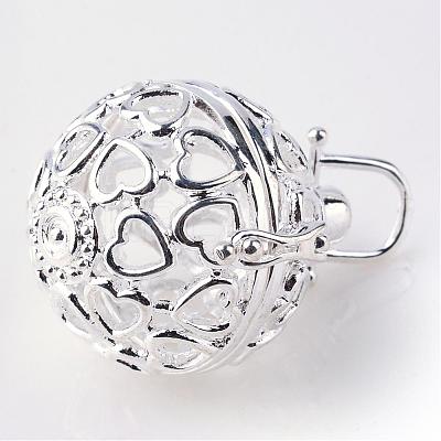 Rack Plating Brass Cage Pendants KK-S751-013S-1