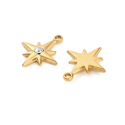 304 Stainless Steel Rhinestone Pendant STAS-U047-24G-1
