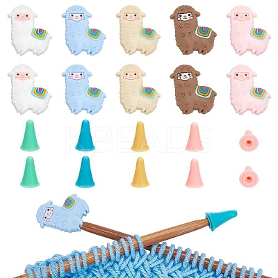 Silicone Alpaca Shape Knitting Needle Stoppers PW-WGB6D24-01-1
