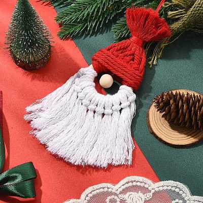 Christmas Handmade Woven Macrame Cotton Thread Santa Claus Pendant Decorations HJEW-JM02455-1