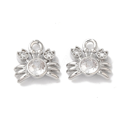 Brass Micro Pave Clear Cubic Zirconia Pendants KK-U013-03P-1