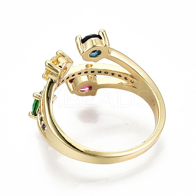 Brass Micro Pave Cubic Zirconia Finger Rings RJEW-S045-007G-NR-1