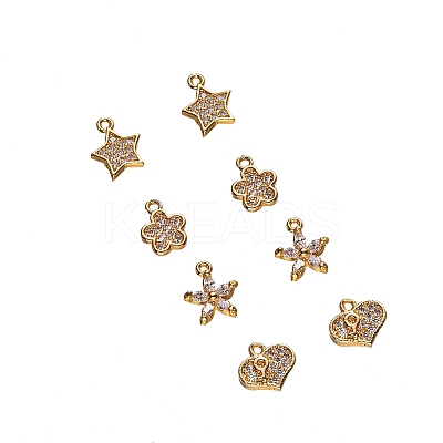 Brass Micro Pave Clear Cubic Zirconia Charms KK-SZ0001-18G-1