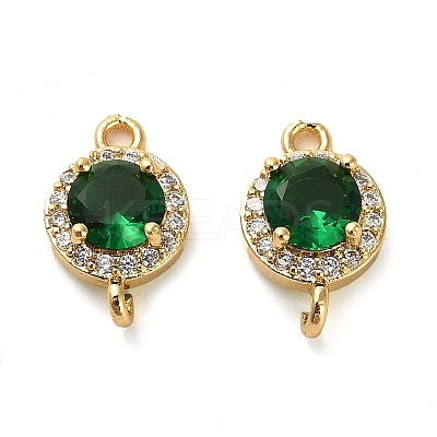 Brass Pave Cubic Zirconia Connector Charms KK-D093-09G-04-1