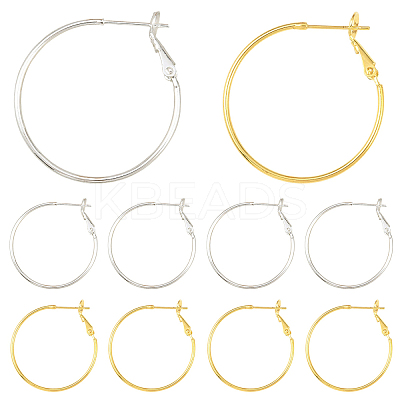 10Pcs 2 Colors Brass Hoop Earrings KK-YW0003-68-1
