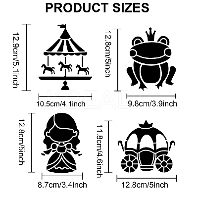 1 Set Fairy Tale Theme PET Hollow Out Drawing Painting Stencils DIY-MA0001-77-1