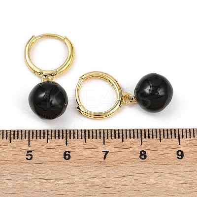 Round Brass Enamel Hoop Earrings EJEW-U059-05G-1