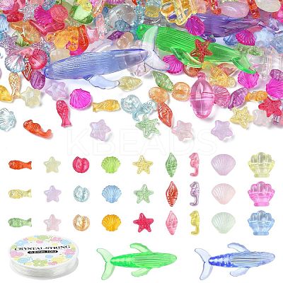 DIY Sea Animal Transparent Acrylic Beaded Bracelets Jewelry Making Kits DIY-YW0010-61-1