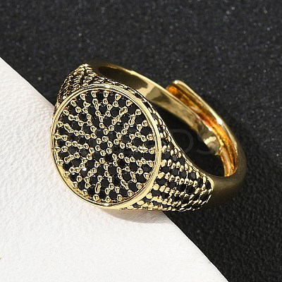 Brass Micro Pave Cubic Zirconia Cuff Rings for Women RJEW-A069-13G-1