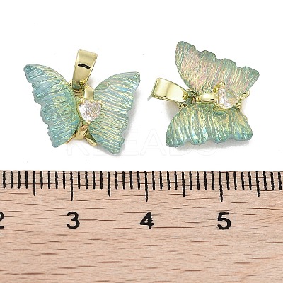 Real 18K Gold Plated Rack Plating Brass Micro Pave Cubic Zirconia Pendants KK-R161-06G-02-1