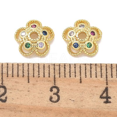 Rack Plating Brass Micro Pave Cubic Zirconia Bead Caps KK-K293-23A-G-1