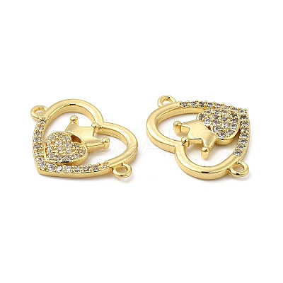 Brass Micro Pave Clear Cubic Zirconia Connector Charms KK-E068-VB350-1