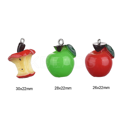 30Pcs 3 Style Resin Pendants RESI-LS0001-02P-1
