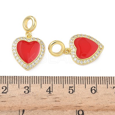 Brass Micro Pave Clear Cubic Zirconia Heart European Dangle Charms KK-L256-21G-1