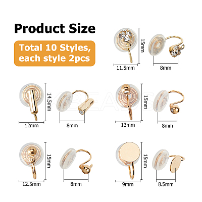 20Pcs 10 Styles Brass Micro Pave Clear Cubic Zirconia Ear Cuff Findings FIND-HS0002-03-1