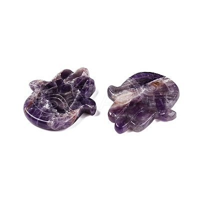 Natural Amethyst Hamsa Hand with Eye Figurines DJEW-N003-04B-1