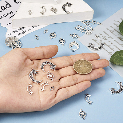 36Pcs 6 Styles Tibetan Style Zinc Alloy Connector Charms FIND-TA0002-96-1
