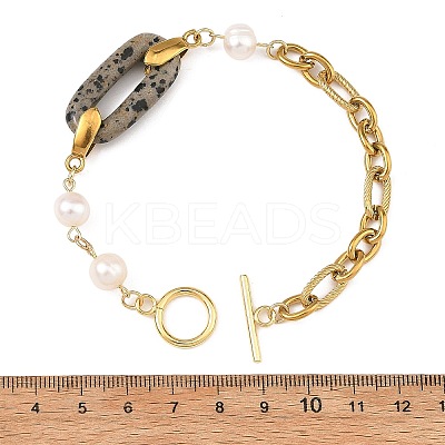304 Stainless Steel Figaro Chains with Natural Mixed Gemstone BJEW-JB14452-1