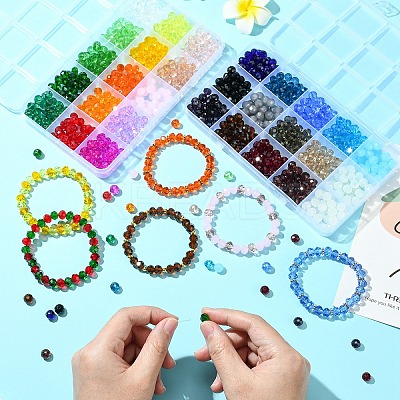 Rondelle Glass & Alloy Rhinestone Spacer Beads Jewelry Making Findings Kits DIY-YW0011-13-1