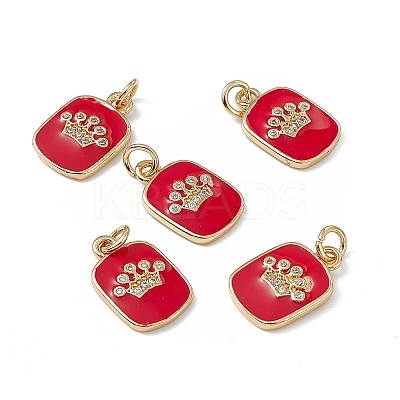 Brass Micro Pave Cubic Zirconia Enamel Pendants KK-E068-VB149-2-1