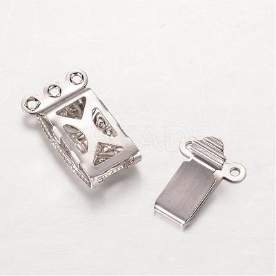 Tarnish Resistant Rectangle 304 Stainless Steel Box Clasps STAS-L183-03-1