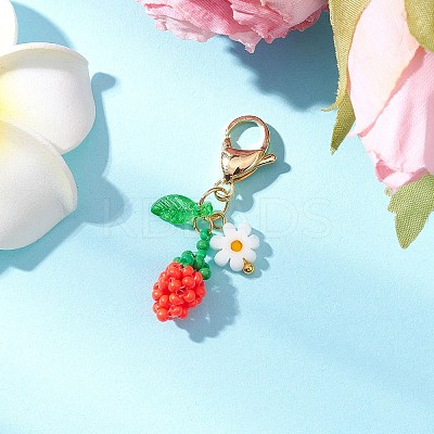 Sunflower Bud Acrylic Glass Seed Beaded Pendant Decorations HJEW-MZ00229-1
