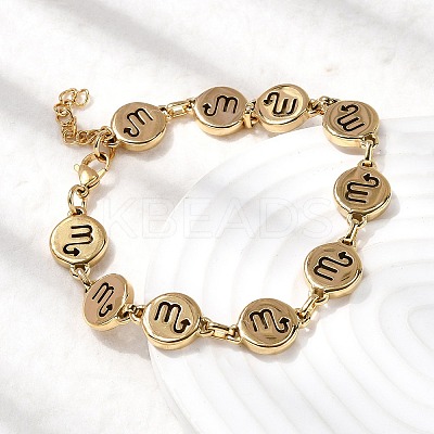12 Constellations 304 Stainless Steel Link Chain Bracelets BJEW-I239-01G-03-1
