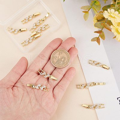 10Pcs Rack Plating Brass Clear Cubic Zirconia Watch Band Clasps KK-SC0003-11G-1
