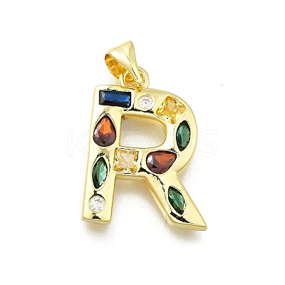 Brass Micro Pave Clear Cubic Zirconia Pendants KK-G521-01G-R-01-1
