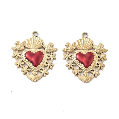 304 Stainless Steel Enamel Pendants STAS-Z121-38G-01-1