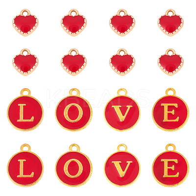 32Pcs 5 Styles Golden Plated Alloy Enamel Charms ENAM-TA0003-13B-1
