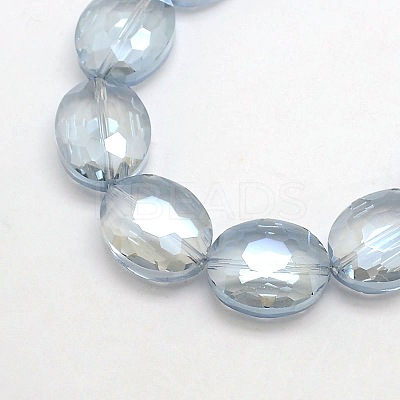 Faceted Electroplate Crystal Glass Oval Beads Strands EGLA-F059B-13-1