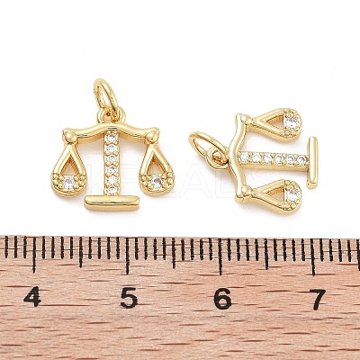 Balance Rack Plating Brass Micro Pave Cubic Zirconia Charms KK-G512-23G-1
