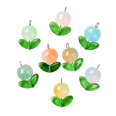 80Pcs 8 Colors Imitation Jelly Glass Beads Pendants PALLOY-CJ00082-1