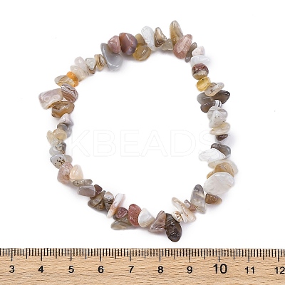 Natural Botswana Agate Chip Beaded Stretch Bracelets for Women Men BJEW-L038-01C-1