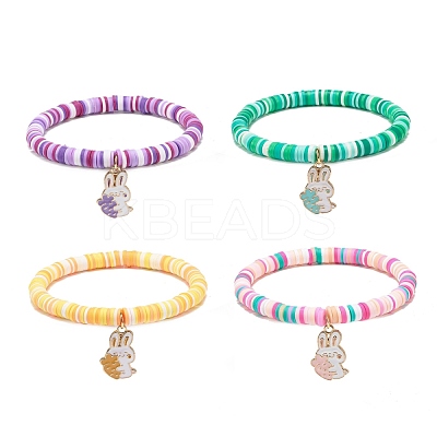 Handmade Polymer Clay Heishi Surfer Stretch Bracelet BJEW-JB08670-1