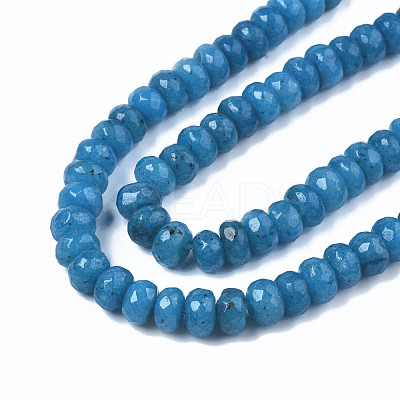 Faceted Rondelle Dyed Natural White Jade Bead Strands G-R343-6x8-02-1