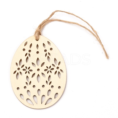 DIY Egg Shape Handmade Hollow Out Graffiti Wood WOOD-G007-01F-1