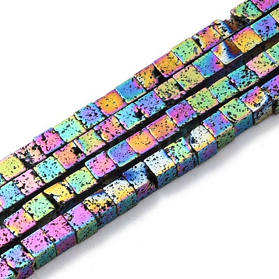 Electroplated Natural Lava Rock Beads Strands G-A256-B01-02D-1