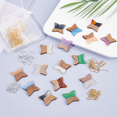 DIY 8 Pairs Star Wood Earring Makings DIY-FH0001-97-1
