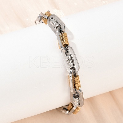 201 Stainless Steel Twisted Chain Bracelets for Women BJEW-B143-12GP-1