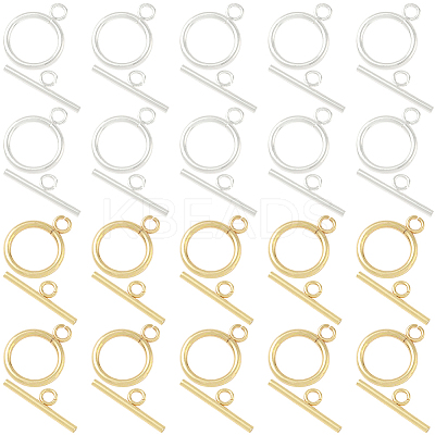 20 Sets 2 Colors 304 Stainless Steel Toggle Clasps STAS-BBC0008-06-1