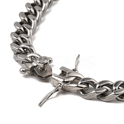 Non-Tarnish 304 Stainless Steel Cuban Link Chain Bracelet NJEW-D050-02E-P-1