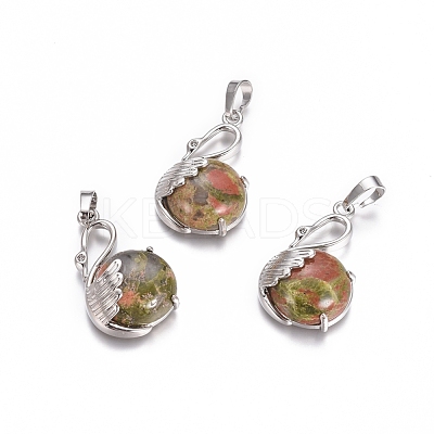 Natural Unakite Pendants G-L512-N17-1