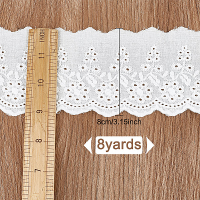 8 Yards Cotton Embroidery Flower Lace Ribbon OCOR-DR0001-04-1