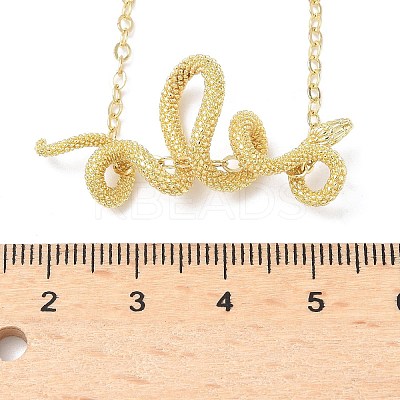 Brass Snake Wrapped Pendant Necklaces for Women NJEW-U041-01G-1