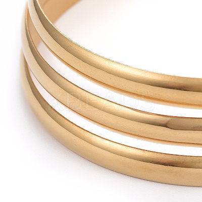 Fashion PVD Vacuum Plating 201 Stainless Steel Bangle Sets BJEW-L664-024C-G-1-1