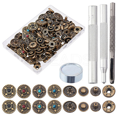 32 Set 4 Colors Alloy Snap Buttons DIY-CA0006-23-1