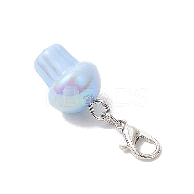 UV Plating Acrylic Mushroom Pendant Decorations HJEW-JM03393-1